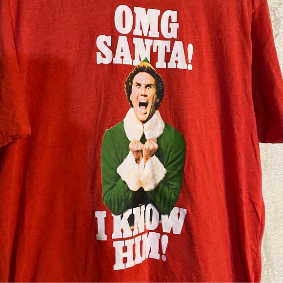 Ripple Junction ELF tee, SZ L GUC “OMG Santa I Know Him” chest 24” length 28” - Picture 2 of 4